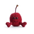 Handmade nice sitting cherry sock toy with funny face. Generative AI Royalty Free Stock Photo