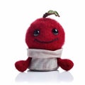 Handmade nice tiny cranberry sock toy with funny face. Generative AI Royalty Free Stock Photo