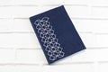 Handmade notebook with hexagonal embroidered fabric cover
