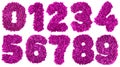 Handmade number set from magenta color scraps of paper Royalty Free Stock Photo