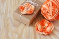 Handmade orange crochet flowers for gift Royalty Free Stock Photo