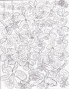 Handmade orchid pattern on white sheet Royalty Free Stock Photo