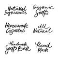 Handmade organic soap bar labels with handdrawn lettering