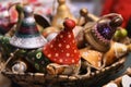 Handmade painted bells, christmas decoration. Royalty Free Stock Photo