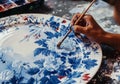 Handmade painting on ceramic plate. AI generated