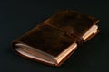 Handmade paper diary notebook in brown leather cover Royalty Free Stock Photo