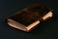 Handmade paper diary notebook in brown leather cover