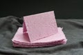 Handmade paper. A stack of texture paper. Concept of recycling used paper, ecology theme