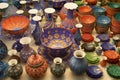 Handmade Persian Minakari as Enamel Decorated Vase and Bowls in Isfahan of Iran