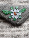 Handmade picture- flower , using sea glass and wood, Lithuania