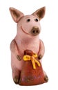 Handmade: pig with a bag of mone Royalty Free Stock Photo