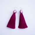 Handmade pink earrings-brushes with beads