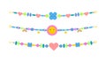 Handmade plastic bead bracelets. Friendship bracelets, kids handcraft cute accessories with with colored beads