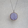 Handmade polymer clay necklace with leaf texture pendant