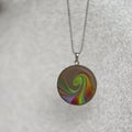 Handmade polymer clay necklace pendant rainbow swirl