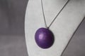 Handmade polymer clay necklace pendant violet dome