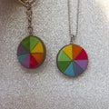 Handmade polymer clay rainbow necklace pendant and keychain