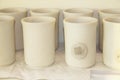 Handmade pottery unfired raw craft clay mugs bowls flower bowls art