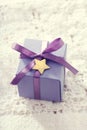 Handmade present boxes with star shaped tags Royalty Free Stock Photo