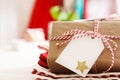 Handmade present boxes with tags Royalty Free Stock Photo