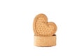 A handmade product, heart-shaped wicker box isolated on white ba Royalty Free Stock Photo
