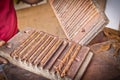 Handmade production process of cigars Royalty Free Stock Photo