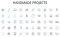 Handmade projects line icons collection. Heritage, Tradition, Inheritance, Remembrance, Ancestry, Lineage, Endowment