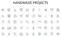 Handmade projects line icons collection. Frugality, Planning, Analysis, Organization, Savings, Efficiency, Control