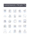 Handmade projects line icons collection. Spoon, Fork, Knife, Spatula, Ladle, Tongs, Whisk vector and linear illustration