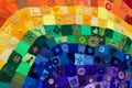 A handmade rainbow tapestry or quilt