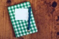 Handmade recipe cookbook on kitchen desk