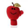 Handmade red apple kind in sock toy with funny face. Generative AI