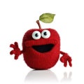 Handmade red apple surprised in sock toy with funny face. Generative AI