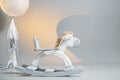 Handmade rocking horse on a gray background