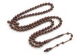 Handmade rosewood rosary beads isolated on white