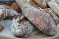 Handmade rustic bread in a tray Royalty Free Stock Photo