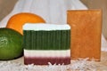 Handmade Scented Soap, Coconut Lime Soap, Orange Blossom Soap Royalty Free Stock Photo