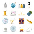 Handmade and sewing icons set. Flat style Royalty Free Stock Photo