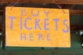 Handmade Sign Instructs Carnival Patrons Where To Buy Tickets