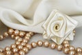 Handmade silk rose and pearls