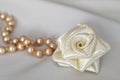 Handmade silk rose and pearls