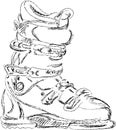 Handmade sketch of ski boot