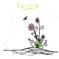 Handmade sketch of spring flower