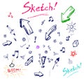 Handmade sketch, vector set Royalty Free Stock Photo
