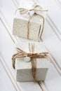 Handmade small present boxes Royalty Free Stock Photo