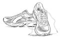 Handmade Sneakers Sports Shoe Vector Sketch Illustration Royalty Free Stock Photo