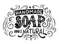 Handmade soap bar label with handdrawn lettering