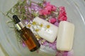 Handmade soap with rose petals, medicinal chamomile and aromatic oil