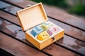 handmade soaps in a wooden box, zero waste concept Royalty Free Stock Photo