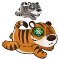 Handmade soft toy tiger. Vector animal